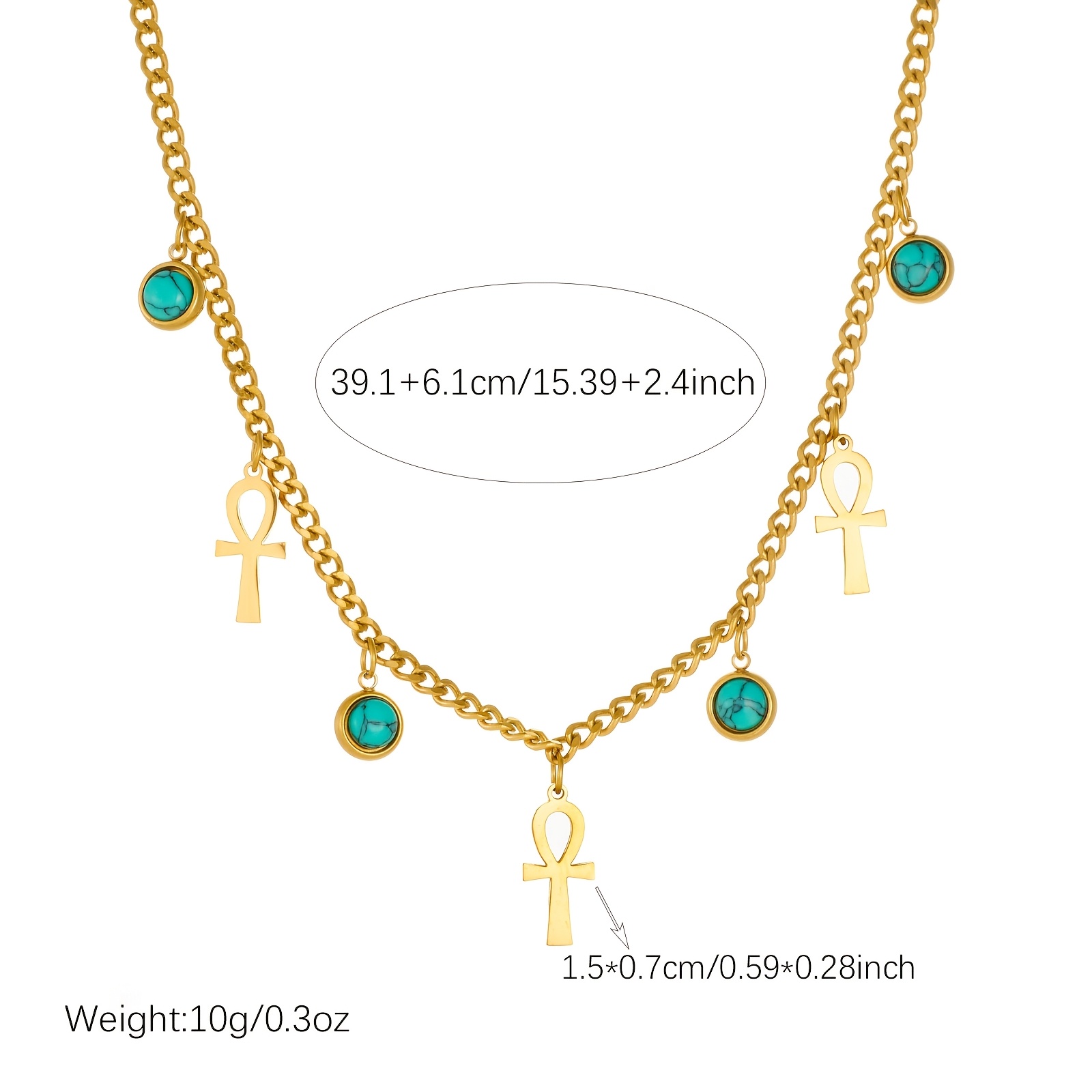 Women's 18K Gold Plated Egyptian Ankh Pendant Necklace